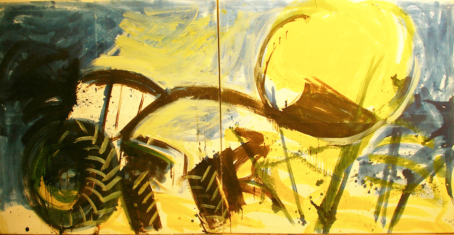 Heuballen, Diptychon, ca. 200 cm x 100 cm, Eitempera auf Leinwand